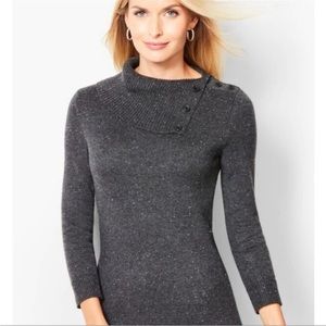 Talbots Sweater‎ Dress Gray Donegal Speckled Cowl Neck Knit Size Small